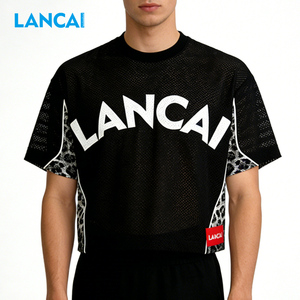 Lancai Custom Piping Football Jersey <b>Shirt</b> Men Streetwear Clothing Color Block <b>Patchwork</b> Black Real Tree Camo Football <b>Shirts</b> - Product Image 3
