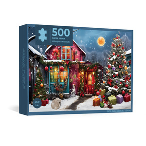 Puzzle en carton blanc série Noël 52x38cm 500 pièces, jouet éducatif, emballage en boîte colorée - Product Image 1