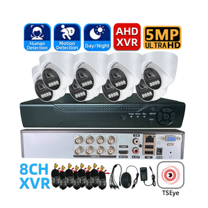 Sistema de Monitoreo de Seguridad con Cámara CCTV Analógica de 8 Canales, Kit DVR AHD XVR, Cámara Domo de 5MP, Visión Nocturna a Todo Color, Micrófono Integrado - Product Image 1