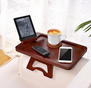 Vente flash : Support rotatif pliable FSC <span class=keywords><strong>pour</strong></span> téléphone, tablette, porte-gobelet antidérapant, table basse <span class=keywords><strong>pour</strong></span> canapé, <span class=keywords><strong>sous</strong></span>-<span class=keywords><strong>verre</strong></span> <span class=keywords><strong>pour</strong></span> boissons et nourriture, table d'accoudoir en bois, plateau d'accoudoir en bambou - Product Image 2