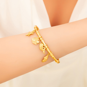 Ocean Theme Seashell Starfish Charm <b>Bracelet</b> Gold Plated Zinc Alloy Women's Jewelry Gift Accessory - Product Image 1