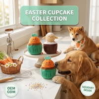 Jouets en peluche pour chiens en forme de cupcakes de Pâques, lot de 2, poussins couineurs et carottes, jouets à mâcher durables pour chiots, jouets interactifs pour animaux de compagnie, cadeau de printemps