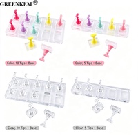 Support d'affichage pour ongles en acrylique transparent non magnétique, coloré et réutilisable, pour 5/10 faux ongles