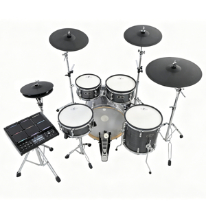 Batería electrónica profesional <span class=keywords><strong>HXM</strong></span> XD-2500-KM color plata cepillada de 9 piezas con sensación acústica - Product Image 1