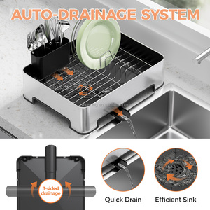 WIREKING, soporte para utensilios de cocina de acero inoxidable, estante para platos para el hogar sobre el fregadero, escurridor de secado de platos - Product Image 2
