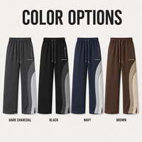 Pantalon de survêtement en molleton français à blocs de couleur personnalisés, coupe large avec ourlet fendu, pour hommes, marque privée pour tenues streetwear