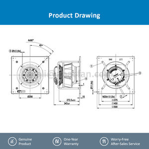 Ventilateur centrifuge de refroidissement auxiliaire pour rail ebmpapst K3G310-PV69-03/F01 K3G310-PV69-03 M3G112-GA 400VAC 4000RPM 3050W - Product Image 4