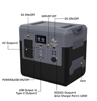 Station d'alimentation double AC 2400W 2560Wh avec batterie LiFePO4 UPS pour l'extérieur, la maison, les urgences, station d'alimentation portable, générateur solaire