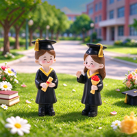 Décoration de micro-paysage, Cadeau de remise de diplôme, Souvenir, Décoration de gâteau, Figurines de remise de diplôme, Mini figurines de couple de bacheliers, Ornements en résine