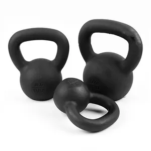 Shandong Dongshang Gewichtheffen Poeder Gecoat Gietijzeren Kettlebell Geheel Zwarte Ketel Bel