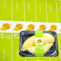 Étiquette étanche personnalisée en vinyle pour produit alimentaire fruit, impression UV, autocollant de logo rectangulaire pour emballage en durian