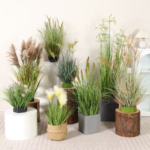 Composition artificielle de roseaux et d'herbes en <span class=keywords><strong>pot</strong></span>, fausse <span class=keywords><strong>plante</strong></span> verte pour la décoration intérieure, les présentoirs de vente au détail, les événements et la mise en scène - Product Image 3