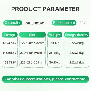 Hexacopter Octocopter Heavy Lift <b>Drone</b> <b>Battery</b> 12S 14S 18S 28S 94000mah 94ah HV High Capacity Semi Solid State UAV A-88000mah-6S - Product Image 2