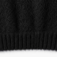 Pull en mohair unisexe grande taille, motif géométrique, chaud, noir, col en maille, manches longues, hiver, vente en gros, personnalisé OEM ODM