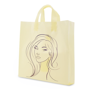 Sac à provisions en plastique de couleur kaki avec logo personnalisé imprimé avec poignée souple pour commerce de détail restaurant entreprise pour l'emballage - Product Image 1