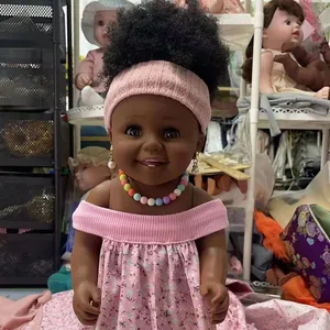 18inch 45cm new style doll toys for kids customize wholesale black doll with afrio hair with necklace