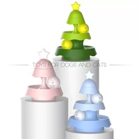 Jouet pour chat Arbre de Noël de Noël, Tour de 3 niveaux avec pistes à roulettes pour chats et chiots