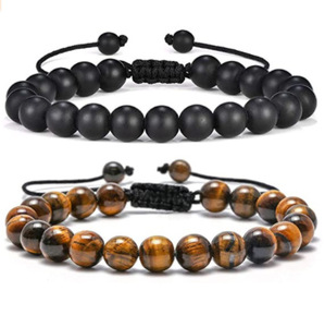 Wholesale Men's 8mm Tiger Eye Lava Stone Stretch <b>Bracelet</b> <b>Healing</b> Stress Fashion Accessory - Product Image 2