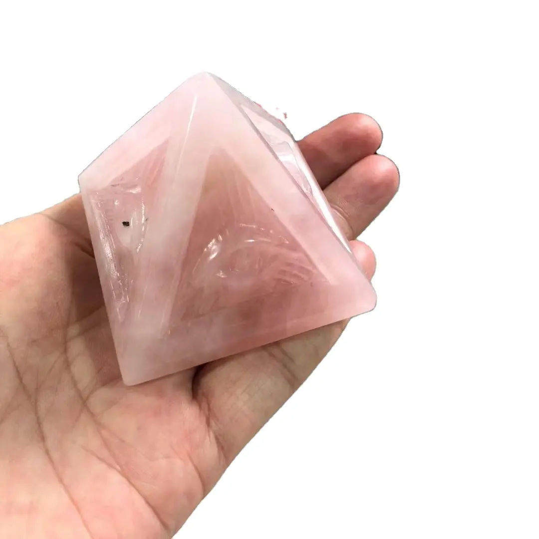 Pirâmide de cristal de quartzo natural, pirâmide de cristal de quartzo natural com olhos de horus, cura, cristal rosa, para meditação