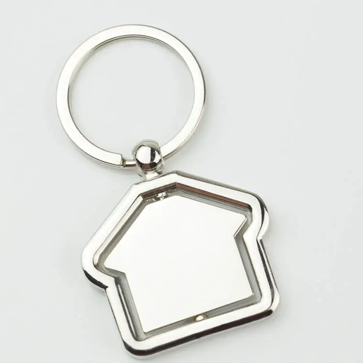 Manufacturer Souvenir Promotional Customise Logo Blank Real Estate Rotating Spinning House Keychain Keyring Key Chain House