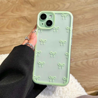 Coque Souple Transparente Colorée avec Nœud Papillon Style Mignon pour iPhone 15 11 12 13 14 16 17 Pro Max XS X XR 7 8 Plus Housse de Protection Rose Bleue