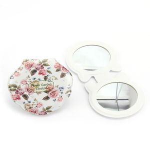 Tùy chỉnh biểu tượng Tùy chỉnh hình dạng vỏ Rose Pattern PU Pocket mỹ phẩm gương khuyến mãi quà tặng nhỏ gọn gương trang điểm - Product Image 4