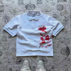 Camiseta Polo con logotipo de impresión personalizada de algodón 100% de alta calidad, camiseta Boxy Fit Streetwear, camiseta Polo para hombre - Product Image 3