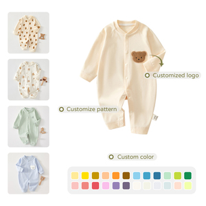 Tutina per Neonati Unisex 100% Cotone Biologico, Abbigliamento Confortevole con Stampe Cartoon per Bambini da 0 a <span class=keywords><strong>18</strong></span> <span class=keywords><strong>Mesi</strong></span>, Vestiti da Casa per Neonati con Motivi Carini - Product Image 3