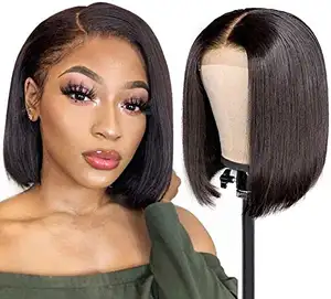 Contoh Gratis Grosir Cahaya Matahari 100% Rambut Manusia Renda Depan Wig Bob Virgin Brasil Mentah Kutikula Rambut Selaras