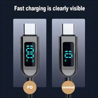 Kabel data 100W PD, kabel pengisian daya Cepat tipe-c, kabel PD, tampilan digital Waktu Nyata, kabel 100W transparan