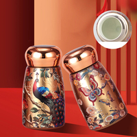 Botol Vakum Mini 230ml Motif Jamur Keramik Antibakteri Cetakan Seni Retro Portabel Botol Air Terisolasi Kecil Cangkir Hadiah