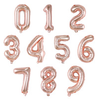 Ballons en aluminium numérotés de 16 pouces, couleur or, argent, or rose dégradé, pour décoration de fête, vente en gros