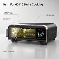 Four à pizza à convection 18L, 400°C, électrique, avec fonction déshydrateur, 6 préréglages, noir, pour usage domestique