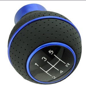 หัวเกียร์หนังสีน้ำเงินทรงกลมแบบ Ergonomic สำหรับรถยนต์เกียร์ธรรมดา - Product Image 4
