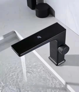 Grifo de agua de baño comercial de latón operado a mano de nuevo estilo, montaje en cubierta <span class=keywords><strong>con</strong></span> pantalla Led, temperatura, negro mate - Product Image 2