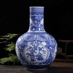 Vase en céramique chinoise décoratif, récipient floral pour la maison, le bureau, la table, la décoration intérieure et les pots et jardinières à fleurs - Product Image 2