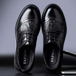 Chaussures Derby sur mesure haut de gamme, dessus en cuir de mouton de qualité supérieure, fermeture à lacets, antidérapantes, chaussures formelles pour homme, pour mariage, affaires, automne - Product Image 1