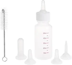 50cc Pet Biberon avec Remplacement Mamelons et Brosse De Nettoyage pour Petit Bébé Animaux (6 pièces)