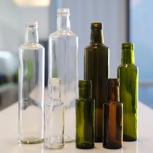 250Ml And 500Ml Round Shape Dark Green Glass Olive Oil Bottle