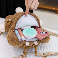 Sac à dos en peluche ours mignon, coton PP, doublure en maille super douce, confortable, style urbain unisexe, très populaire auprès des influenceurs