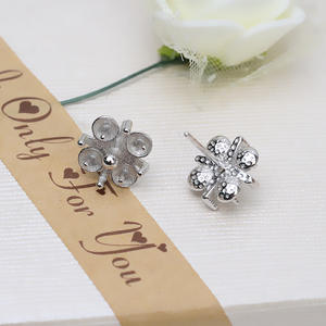 Wenchi Set de Joyería DIY Europeo Americano, Plata S925, Pendientes y Colgantes, Nuevo Diseño de Lazo, Cuentas de 3mm, Bandeja Vacía para Perlas 1334, para Mujer - Product Image 3