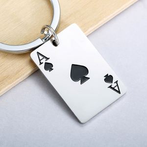 Llaveros de Acero Inoxidable con Diseño de Cartas de Póker (Picas, Corazones, Ases), Decoraciones Colgantes para Bolsos de Pareja, Pequeños Regalos de Casino, Venta al por Mayor - Product Image 3