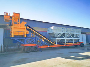 Planta mezcladora de hormigón húmedo móvil lista para mezclar 90m ³/H Mezclador de doble eje Ventas directas de fábrica con componentes de núcleo de PLC portátil - Product Image 4