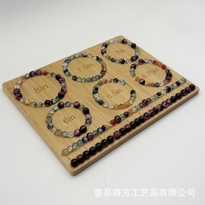 Bandeja de exhibición de joyas de bambú con cuentas, tamaño 6.5in, 7in, 7.5in, 6.75in, con regla para diseño de pulseras, suministros de manualidades DIY - Product Image 4