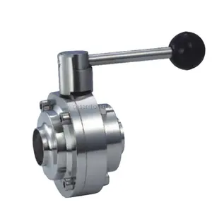 Food Grade SS304 SS316L Sanitary Manual Butt Weld Tri Clamp Thread Butterfly Valve