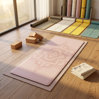 Tapis de yoga en cuir PU rose, écologique, personnalisé avec logo, 5 mm/4 mm, imperméable, durable, antidérapant, pour Pilates et fitness, avec base en caoutchouc supplémentaire