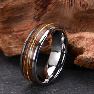 Anelli in Carburo <span class=keywords><strong>di</strong></span> Tungsteno, Fedi Nuziali, Anelli <span class=keywords><strong>di</strong></span> Fidanzamento e Anniversario con Doppio Intarsio in Legno <span class=keywords><strong>di</strong></span> Whisky e Corda <span class=keywords><strong>di</strong></span> Chitarra, Neri, alla Moda, Regalo per <span class=keywords><strong>Uomo</strong></span> - Product Image 3