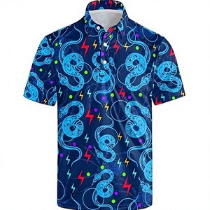Polo Azul Claro para Hombre con Estampado de Bebida Verde y Limón, Manga Corta, Diseño Casual Tejido y Transpirable - Product Image 4