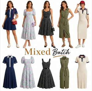 Elegante Vestido Plisado con Cintura Ajustada, Vestido de Verano para Mujer, Estilo Transfronterizo de Moda con Combinación Aleatoria - Product Image 1