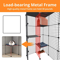 Cage à chat modulaire en fil métallique DIY, grande clôture pour animaux de compagnie avec étagères et échelle, villa pour chat personnalisable pour la décoration intérieure